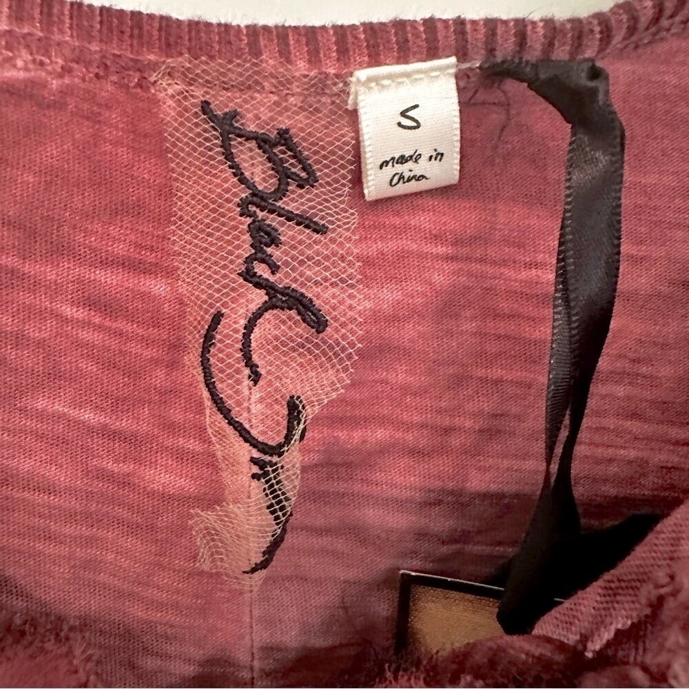 Black Swan Distressed Lace Up Top Women's S Burgundy Whimsigoth Witchy Goth - Picture 5 of 7